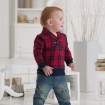 DB1424 baby grid printed  fleece outerwear