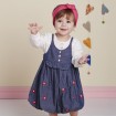 DB2083 davebella baby girl printed denim dress 