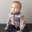 DB1265 davebella baby cotton grid printed shirts